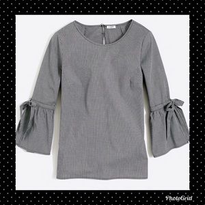 J Crew Factory MicroGingham Bell Sleeved Blouse L